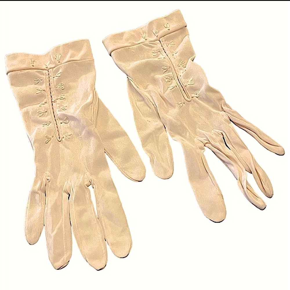 Vintage Light Pink Stretch Nylon Dress Gloves Cover Wrist Bone OS